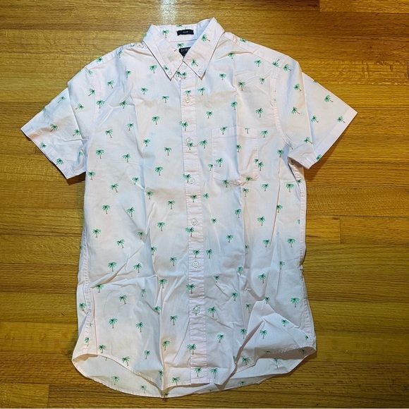 J.Crew Flex Washed Mens Short Sleeve Button Shirt Sz.M-Slim/Palm Tree Print (E)5 - Picture 1 of 10